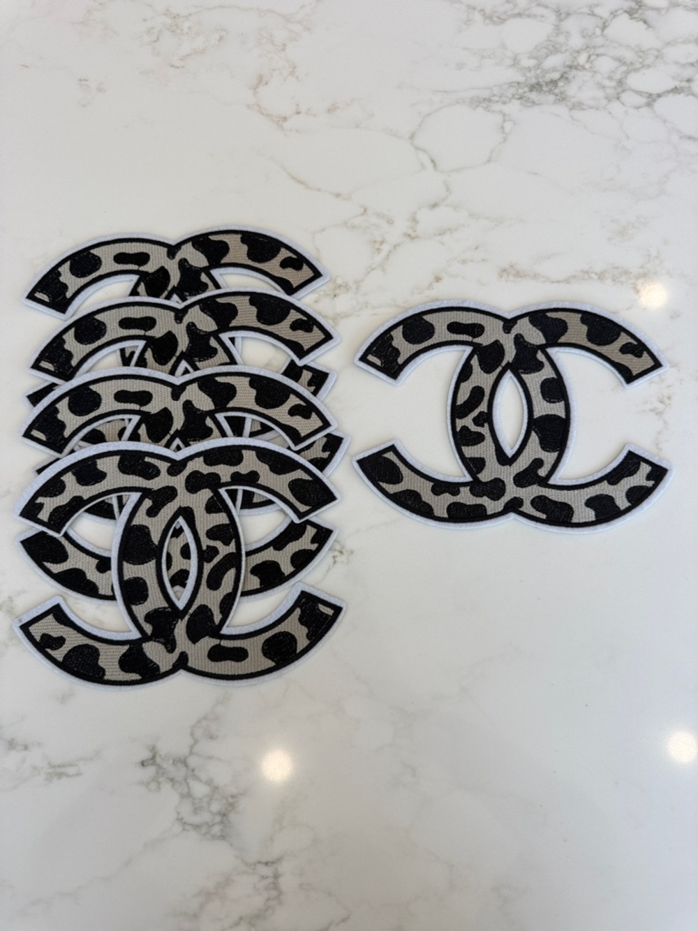 Hand Crafted Black & Cream Leopard Iron-On Patches